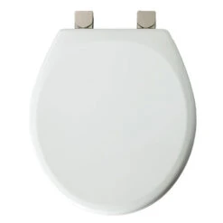 Mayfair Molded Toilet Seat - White - Brushed Nickel Hinges - Wood
