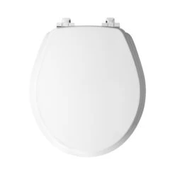 Mayfair Benton Toilet Seat - Enameled Wood - Chromed Hinges - Whisper Close - Round - White