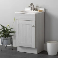 Project Source Bathroom Vanity With 1 Sink - White - 18-in