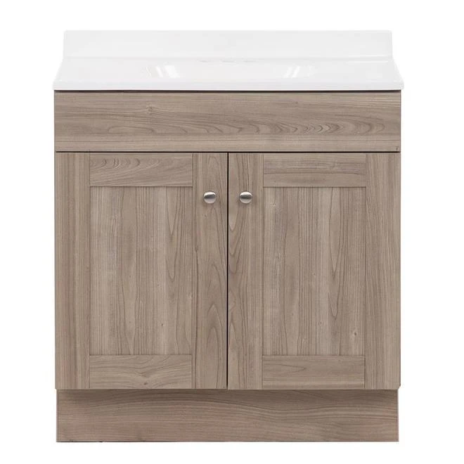 Project Source Bathroom Vanity With Sink - Brown And White - 30-in - Image 2