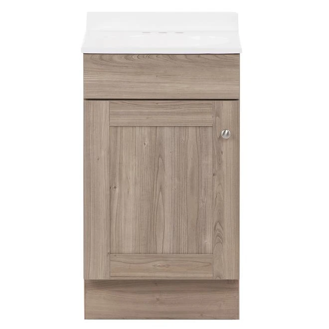 Project Source Bathroom Vanity - Brown With White Top - 1-Door - 18-in - Image 4