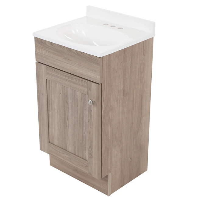 Project Source Bathroom Vanity - Brown With White Top - 1-Door - 18-in - Image 3