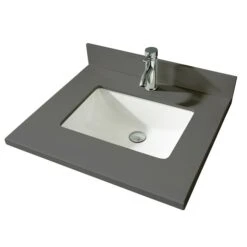 GEF Bathroom Vanity Countertop, 25-in Calypso Grey Quartz