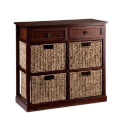 Southern Enterprises Raleigh 29-in W X 27.75-in H X 11.75-in D Mahogany Freestanding Storage Shelf