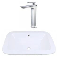 American Imaginations White Rectangular 21.75-in Bathroom Undermount Sink With Chrome Hardware
