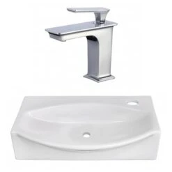 American Imaginations White Irregular 16.5-in Bathroom Vessel Sink With Chrome Hardware