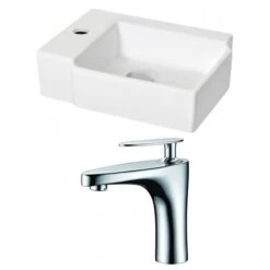 American Imaginations 11.75-in X 16.25-in White Rectangular Ceramic Wall-Mount Bathroom Sink - Faucet Included