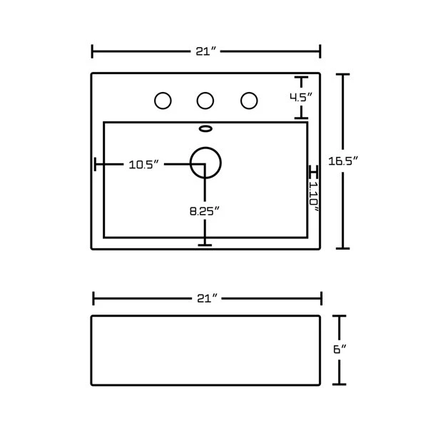 American Imaginations White Ceramic Rectangular Vessel Bathroom Sink With Faucet, Drain And Overflow Drain (16.5-in X 21-in)
