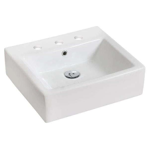 American Imaginations White Ceramic Rectangular Vessel Bathroom Sink With Faucet, Drain And Overflow Drain (16.5-in X 21-in) - Image 2