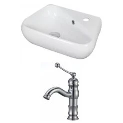 American Imaginations White Irregular Ceramic Vessel Bathroom Sink - Faucet And Overflow Drain Included (11-in X 17.5-in)