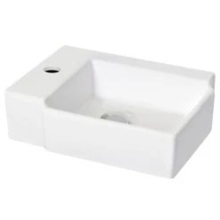 American Imaginations Rectangular White Ceramic Wall-Mount Bathroom Sink With Faucet (11.75-in X 16.25-in)