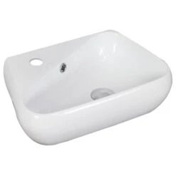 American Imaginations White Ceramic Vessel Irregular Bathroom Sink - Faucet And Overflow Drain Included (11-in X 17.5-in)