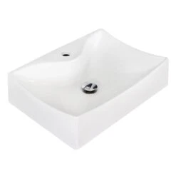 American Imaginations White Ceramic Wall-Mount Rectangular Bathroom Sink With Faucet (15.75-in X 21.5-in)