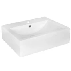 American Imaginations White Rectangular Ceramic Vessel Bathroom Sink - Overflow Drain And Faucet Included (16.25-in X 20.25-in)