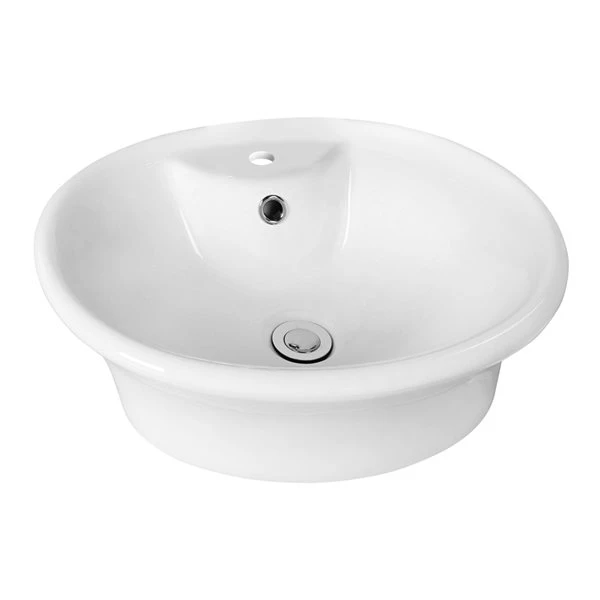 American Imaginations White Ceramic Vessel Round Bathroom Sink - Overflow Drain And Faucet Included (15.5-in X 19-in) - Image 3