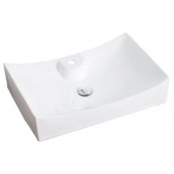 American Imaginations White Ceramic Vessel Rectangular Bathroom Sink - Drain And Faucet Included (17.75-in X 26-in)
