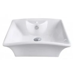 American Imaginations White Ceramic Vessel Rectangular Bathroom Sink - Faucet And Overflow Drain Included (16.25-in X 19.5-in)