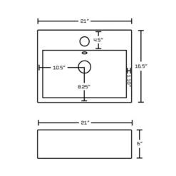 American Imaginations White Ceramic Wall-Mount Rectangular Bathroom Sink - Overflow Drain And Faucet Included (16.5-in X 21-in)