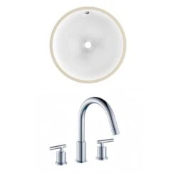 American Imaginations White Glaze Oval 16.25-in L X 19.5-in W Undermount Bathroom Sink With Faucet And Overflow Drain