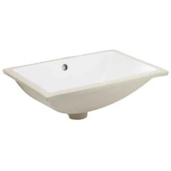 American Imaginations White Glaze Undermount Rectangular Bathroom Sink With Faucet And Overflow Drain - 18.25-in W X 13.5-in L