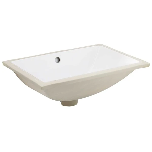 American Imaginations White Glaze Undermount Rectangular Bathroom Sink With Faucet And Overflow Drain - 18.25-in W X 13.5-in L