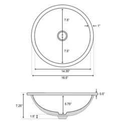 American Imaginations 16.5-in L X 16.5-in W White Enamel Glaze Round Undermount Bathroom Sink With Faucet And Overflow Drain