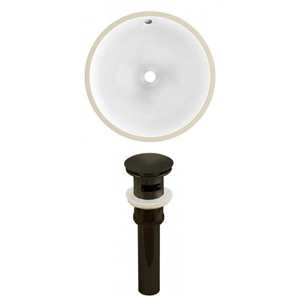 American Imaginations Round White Enamel Glaze Undermount Bathroom Sink With Overflow Drain Included (15.25-in L X 15.25-in W) - Image 2