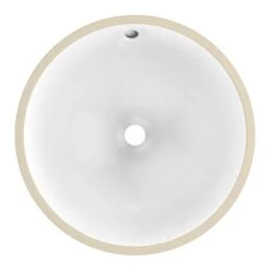American Imaginations 16.5-in L X 16.5-in W Undermount Round Bathroom Sink With Faucet And Overflow Drain - White Finish