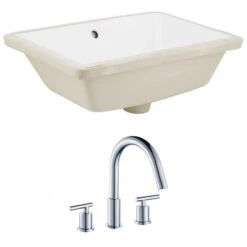 American Imaginations 18.25-in W X 13.5-in L White Glaze Undermount Rectangular Bathroom Sink With Faucet And Overflow Drain