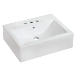 American Imaginations White Ceramic Wall-Mounted Rectangular Bathroom Sink (16.25-in X 20.25-in)