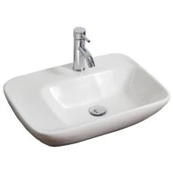 American Imaginations White Ceramic Wall-Mounted Rectangular Bathroom Sink (17.25-in X 23.5-in)