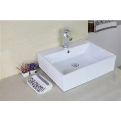 American Imaginations White Ceramic Rectangular Bathroom Sink With Overflow Drain (17.25-in X 20.5-in)