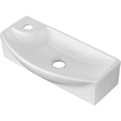 American Imaginations White Ceramic Wall-Mounted Rectangular Bathroom Vessel Sink (8.75-in X 17.75-in)
