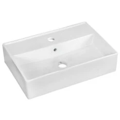 American Imaginations White Ceramic Rectangular Bathroom Vessel Sink With Overflow Drain (13.75-in X 19.75-in)