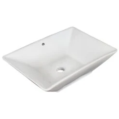 American Imaginations White Ceramic Rectangular Bathroom Sink With Overflow Drain (14.75-in X 22-in)