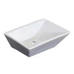 American Imaginations Emily White Ceramic Vessel Rectangular Bathroom Sink (9-in X 12-in)