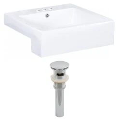 American Imaginations Xena Farmhouse White Ceramic Vessel Rectangular Bathroom Sink With Drain (19-in X 20.25-in)