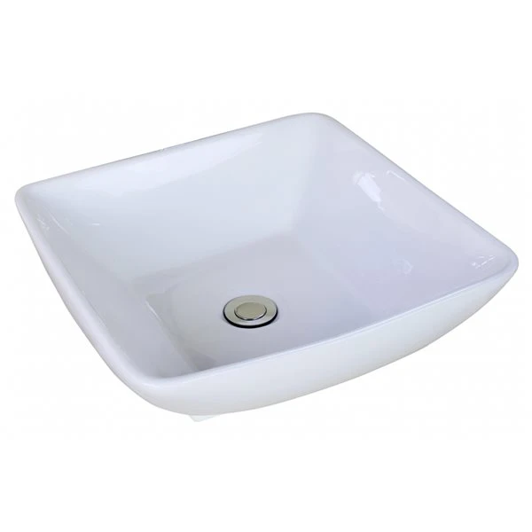 American Imaginations White Ceramic Vessel Square Bathroom Sink With Drain (16 1/2-in X 16 1/2-in)