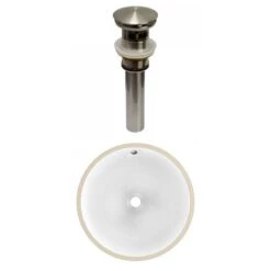 American Imaginations White Ceramic 17-in Round Undermount Sink Set With Nickel Hardware