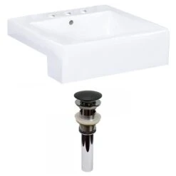 American Imaginations Xena Farmhouse White Ceramic 20.25-in Rectangular Vessel Sink Set - Black Hardware