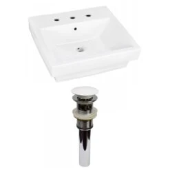 American Imaginations White Ceramic 20.5-in Rectangular Vessel Sink Set And White Hardware Included
