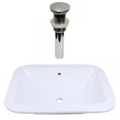 American Imaginations White Ceramic 21.75-in Rectangular Drop-in Sink Set With Chrome Hardware Included