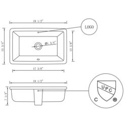 American Imaginations White Ceramic 19.5-in Rectangular Undermount Sink Set With Gold Hardware