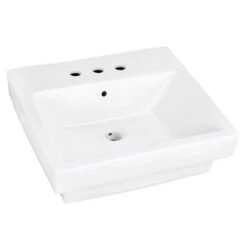 American Imaginations White Ceramic 20.5-in Rectangular Vessel Sink Set (Chrome Hardware Included)