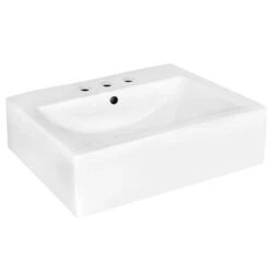American Imaginations White Ceramic 20.25-in Rectangular Wall-mount Sink Set - Nickel Hardware