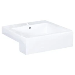 American Imaginations Xena Farmhouse White Ceramic 20.25-in Rectangular Vessel Sink Set With White Hardware