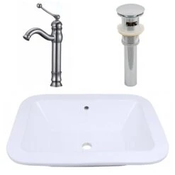 American Imaginations White Ceramic Drop-in Rectangular Bathroom Sink Kit (16-in X 21.75-in)