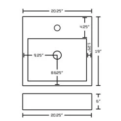 American Imaginations Xena Farmhouse White Ceramic Vessel Rectangular Bathroom Sink Kit (19-in X 20.25-in)