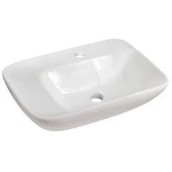 American Imaginations White Ceramic Vessel Rectangular Bathroom Sink Set (17.25-in X 23.5-in)
