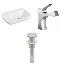 American Imaginations White Ceramic Wall Mount Rectangular Bathroom Sink Kit (17.25-in X 23.5-in)